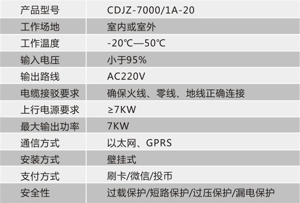 电动自行车充电桩规格